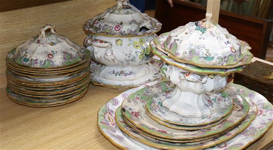A mid-19th century Staffordshire pottery part dinner service
